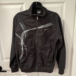 Nike Activewear Jacket Womens embroidered‎ Large Gray Fit Dri Full Zip